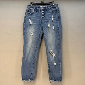 KanCan Jeans Women's 25 (size 3) Blue Button Fly Skinny Mid Rise Fit
